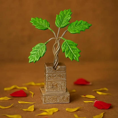 German Silver Plated Tulsi Plant Decorative Showpiece (4inche)